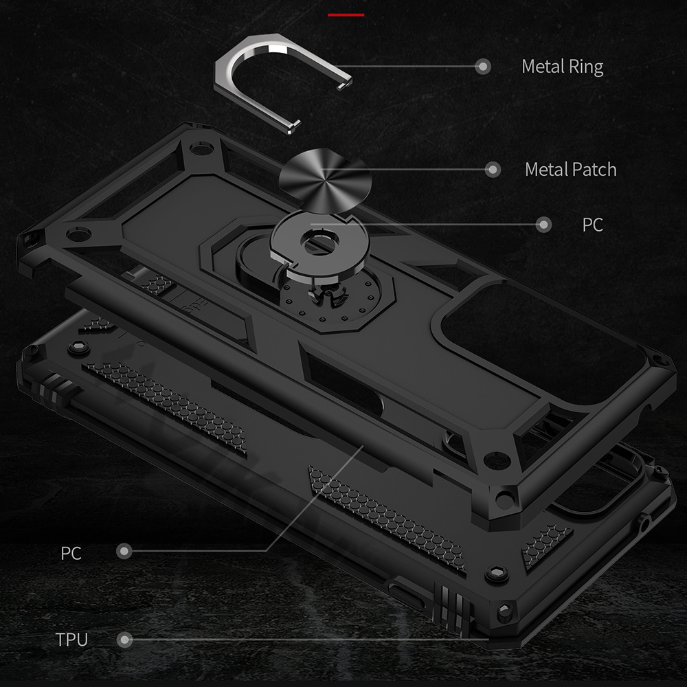 Protectores para celular  para Motorola  Edge 20 Pro Funda reforzada con anillo v2 Negro